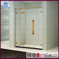Alcove keret nélküli csuklós zuhany ajtó, 1400 mm szélesség, 10 mm -es üveg, szálcsiszolt bronz kivitel (KD3633)